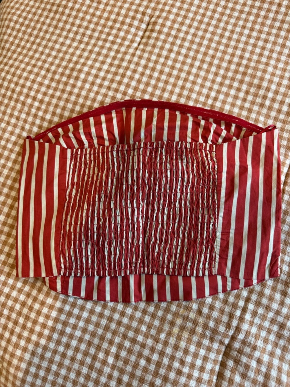 LANE 201 Red and White Striped Bandeau Top - Picture 3 of 4